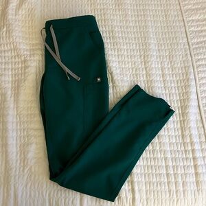 Hunter green FIGS scrub pants